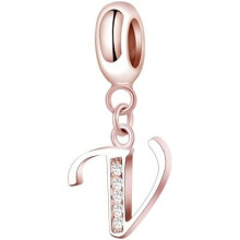 (Letter-239-V) Jokmeo 925 Sterling Silver Letter A-Z Charm Beads Compatible with Pandora Bracelets Necklaces for Women Girls ZM4