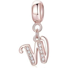 (Letter-239-W) Jokmeo 925 Sterling Silver Letter A-Z Charm Beads Compatible with Pandora Bracelets Necklaces for Women Girls ZM4