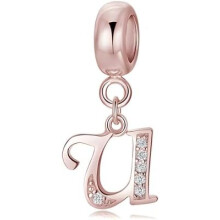 (Letter-239-U) Jokmeo 925 Sterling Silver Letter A-Z Charm Beads Compatible with Pandora Bracelets Necklaces for Women Girls ZM4