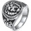 (B, 65 (20.7)) Flongo Men's Lion Head Ring Silver Thumb Ring Biker Accessories 1
