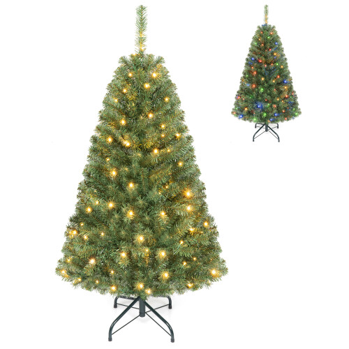Costway Pre-Lit Hinged Christmas Tree with 296 Dense Branch Tips