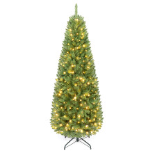 Pencil Christmas Tree Pre Lit Slim Artificial Xmas Tree w/ LED Lights