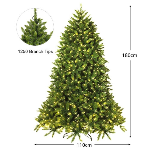 Costway Pre-Lit Artificial Christmas Tree Xmas Tree 8 Lighting Modes 2