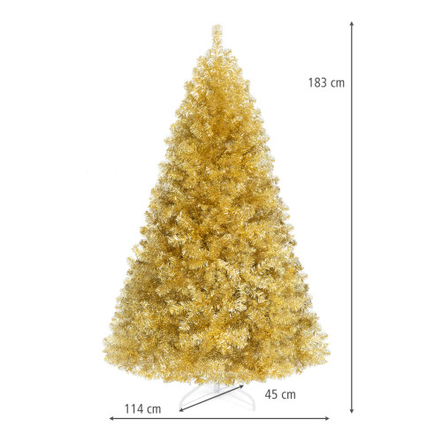 Costway Gold Artificial Christmas Tree Pre Lit 1034 Branch Tips Hinged Design 2