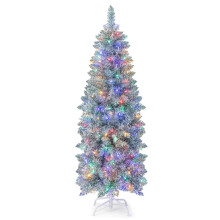 Pre-Lit Artificial Christmas Tree Hinged Pencil Xmas Tree