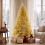 Costway Gold Artificial Christmas Tree Pre Lit 1034 Branch Tips Hinged Design 4