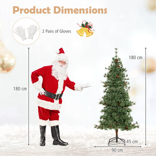 Costway Artificial Christmas Tree Pre-Lit Xmas Tree with 370 Branch Tips 2