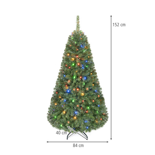 Costway Artificial Christmas Tree Pre Lit Hinged Green Xmas Tree with 11 Modes 1