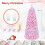 Costway Pink Flocked Pencil Christmas Tree Hinged Artificial Fir Xmas Tree 3