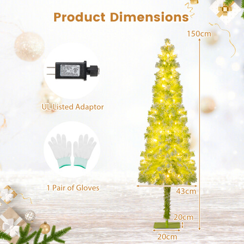Costway Whimsical Christmas Tree Bendable Artificial Xmas Tree-Lime Green 2