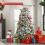 Costway Artificial Xmas Tree Flocked Christmas Tree with Pine Needles 4