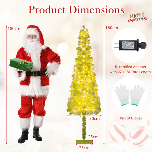 Costway Whimsical Christmas Tree Bendable Artificial Xmas Tree-Lime Green 2