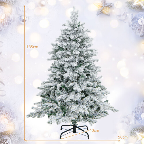Costway Artificial Xmas Tree Flocked Christmas Tree with 1415 Branch Tips 2