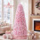 Costway Pink Flocked Pencil Christmas Tree Hinged Artificial Fir Xmas Tree 10