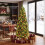 Costway Pencil Christmas Tree Pre Lit Slim Artificial Xmas Tree w/ LED Lights 5