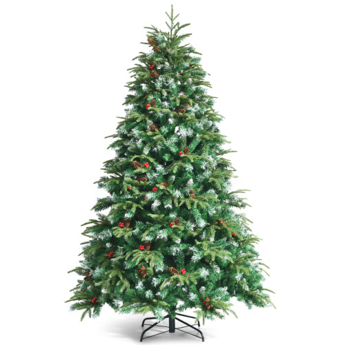 Costway Hinged Life-Like Christmas Tree W/ 450 LED Lights