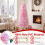 Costway Pink Flocked Pencil Christmas Tree Hinged Artificial Fir Xmas Tree 6