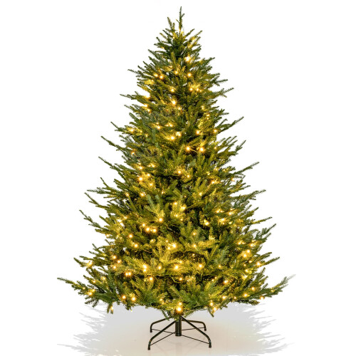 Costway Pre-Lit Artificial Christmas Tree Hinged Christmas Tree