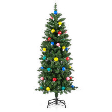 150 CM Pre-Lit Artificial Christmas Tree Slim Pencil Hinged Xmas Tree