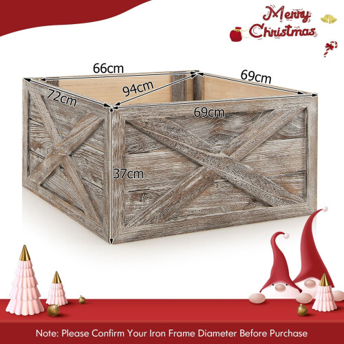 Costway Christmas Tree Collar Box Wooden Tree Box Stand Cover 2