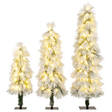 Artificial Christmas Tree Set Snow Flocked Xmas Tree Set-White