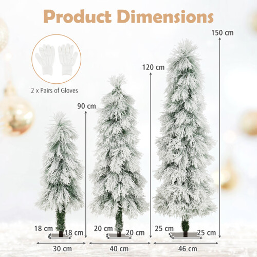 Costway Artificial Christmas Tree Set Snow Flocked Xmas Tree Set-White 2