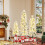 Costway Artificial Christmas Tree Set Snow Flocked Xmas Tree Set-White 4
