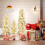 Costway Artificial Christmas Tree Set Snow Flocked Xmas Tree Set-White 5