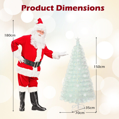 Costway Pre-Lit Artificial Christmas Tree Fiber Optic Xmas Tree 2