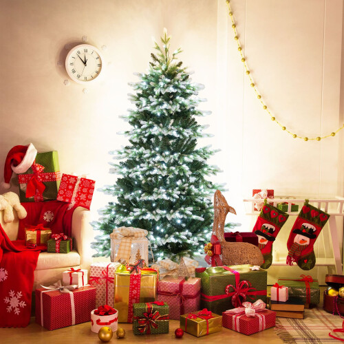 Costway Artificial Hinged Xmas Tree with 350 LED Lights 2
