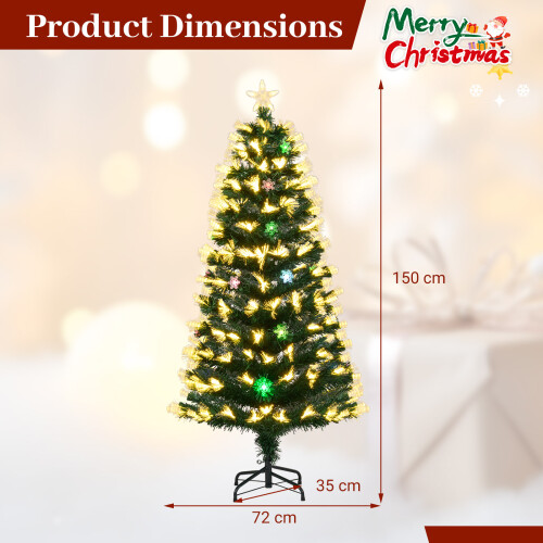 Costway 150 cm Fiber Optic Christmas Tree Artificial Pre-lit Xmas Tree 2