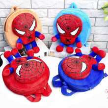 (Light blue) Cartoon Spider-Man Plush Toy Kids Backpack, Preschool Boys Girls Cute School Bag Snack Pack 25cm