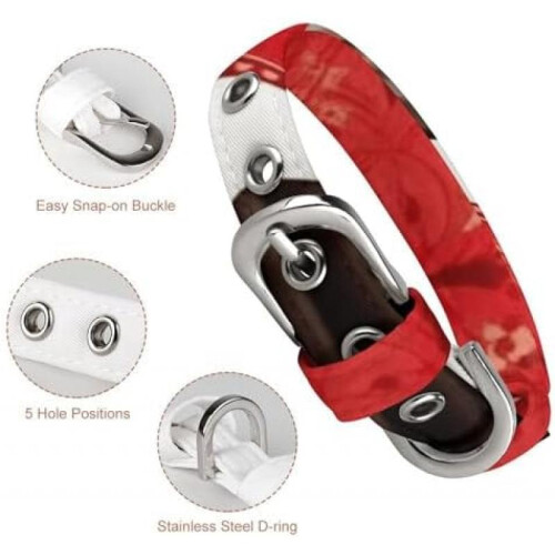 Adjustable Pet Collar Red Oxford Cloth Quick Release Buckle for Small Medium Dogs Cats Comfortable 2