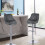 Set of 2 Bar Chairs Bar Stools PU Leather Chrome Breakfast Chairs Grey 5