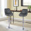 Set of 2 Bar Chairs Bar Stools PU Leather Chrome Breakfast Chairs Grey 6
