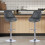 Set of 2 Bar Chairs Bar Stools PU Leather Chrome Breakfast Chairs Grey 7