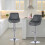 Set of 2 Bar Chairs Bar Stools PU Leather Chrome Breakfast Chairs Grey 8