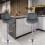 Set of 2 Bar Chairs Bar Stools PU Leather Chrome Breakfast Chairs Grey 10