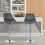 Set of 2 Bar Chairs Bar Stools PU Leather Chrome Breakfast Chairs Grey 12