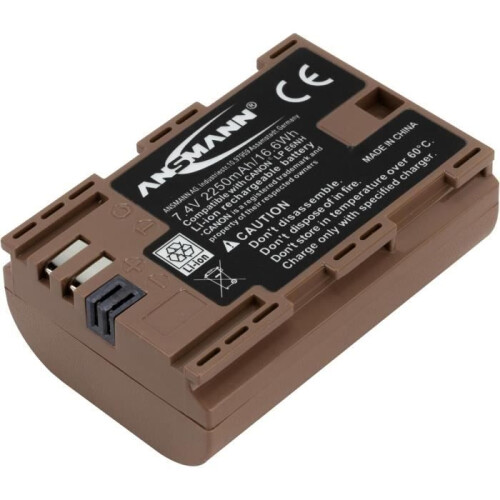 Bateria de Câmera - ANSMANN - LP-E6NH - 2250mAh - Compatível com Canon EOS - Li-Ion Tipo C