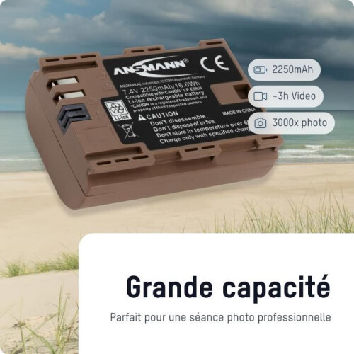 Bateria de Câmera - ANSMANN - LP-E6NH - 2250mAh - Compatível com Canon EOS - Li-Ion Tipo C 2