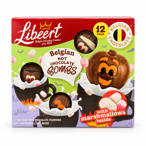 Libeert Belgian Halloween Hot Chocolate Bombs with Marshmallows 12 x 40g