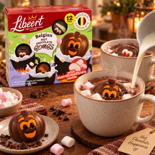 Libeert Belgian Halloween Hot Chocolate Bombs with Marshmallows 12 x 40g 1