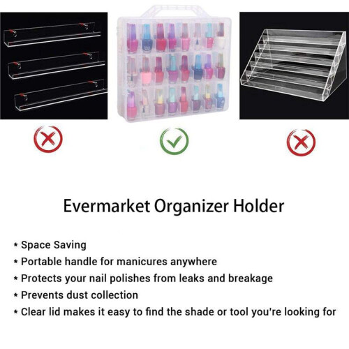 3X Nail Polish Organizer Holder,Portable Universal Clear Double Side Organizer and Thread Case for 48 Bottles Adjustable 2