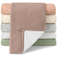 (Braun-gelb, 50x25cm) Bearmoss Baby Muslin Washcloths 6 Pack 100% Cotton Soft Burp Cloths 50x25cm Super Absorbent Neutral for Boys Girls