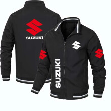 (AF, XXL) Car Logo Print Casual Jacket Men's Fashion Comfort Outerwear Streetwear Sports Top