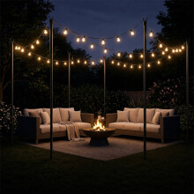 Buitenverlichting op palen, 3 m, zwart, 6 stuks