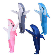 (Big mouth) Halloween Shark Inflatable Costume for Adults, LED Light-Up Funny Party Outfit with Fan Inflation