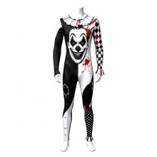 (4, children) Scary Clown Jumpsuit for Halloween, High Stretch Spandex Bodysuit Costume