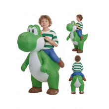 (green, L) Yoshi Riding Inflatable Dinosaur Costume for Adults Kids Halloween Cosplay Blow Up Ride-On T-Rex Suit